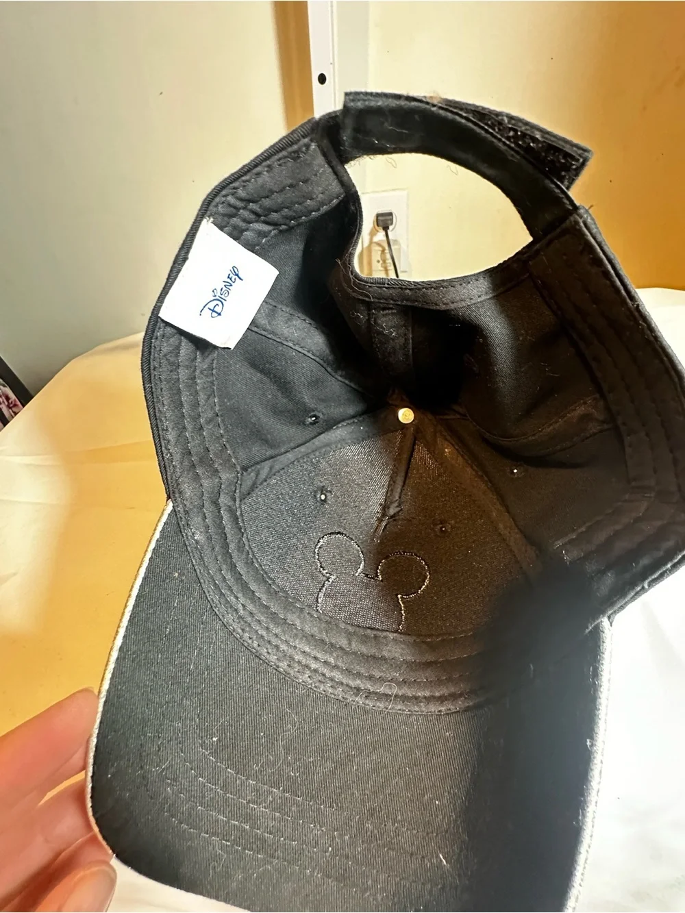 A34. Disney Black Cap with Silver Glitter Mickey Accent